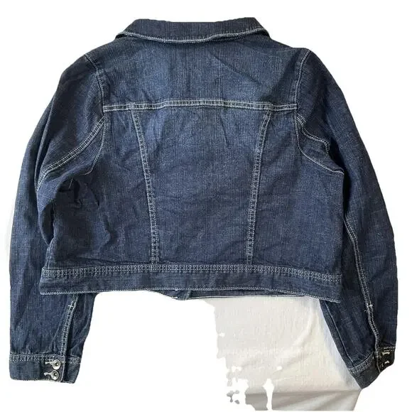 Lane Bryant Women Jacket 18 Blue Denim Jacket Western Button Long Sleeve Inner - Picture 8 of 8